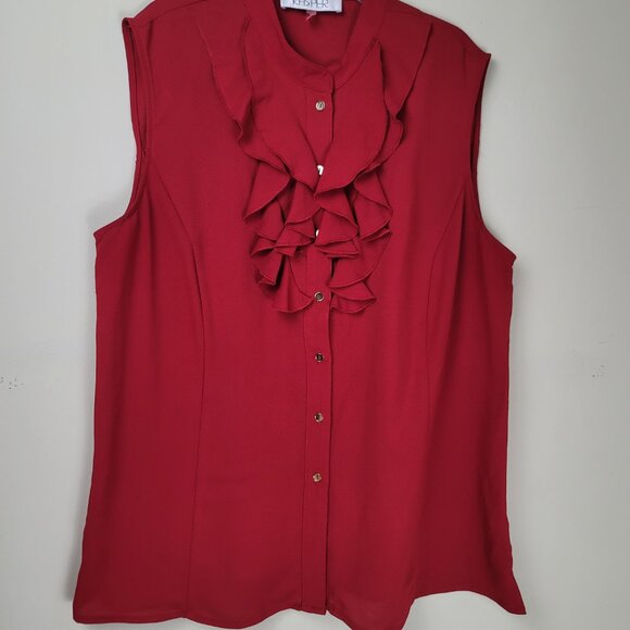 Kasper Mandarin Collar Ruffle Front Blouse - Picture 3 of 12